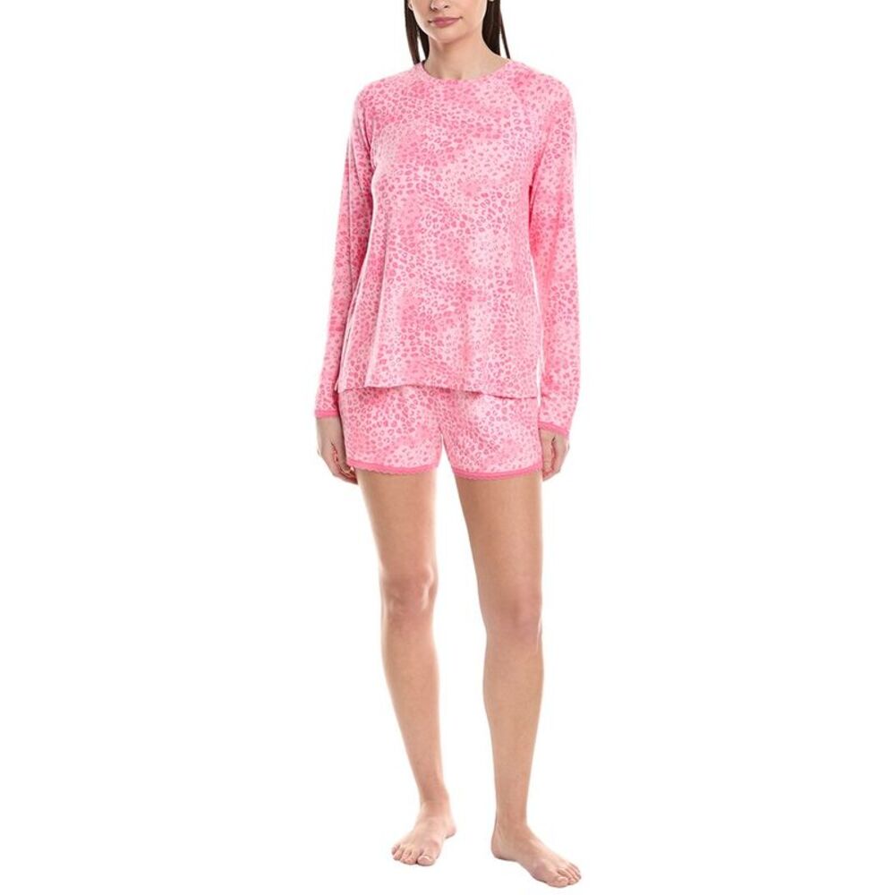 40 Winks Womens  2Pc Sleep Top & Boxer Short Set, Pink